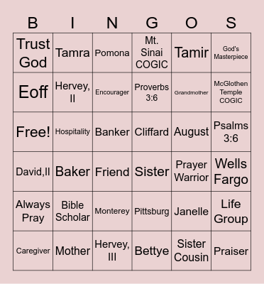 Sharon's 75th Birthday Bingo Card