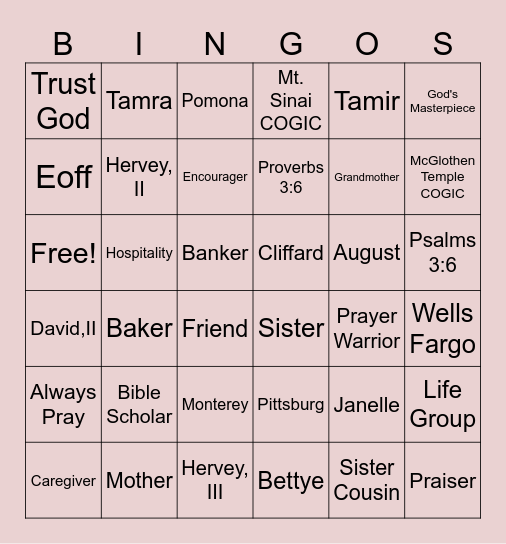 Sharon's 75th Birthday Bingo Card