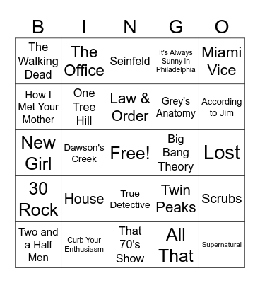 More TV Themes! Bingo Card