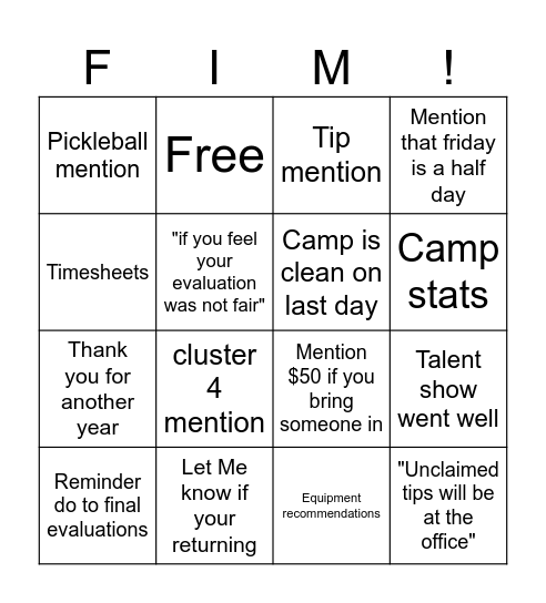 Final Bingo Card