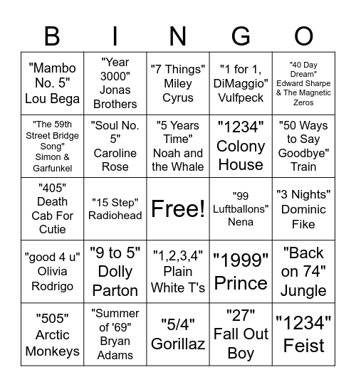 Pick a number from 1-3000 Bingo Card