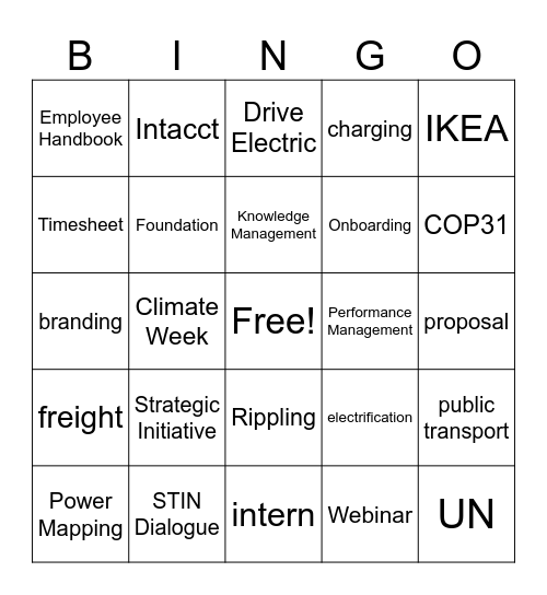 HQ+Global Staff Meeting August 5, 2026 Bingo Card