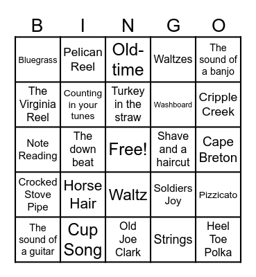Fiddle Bingo Card