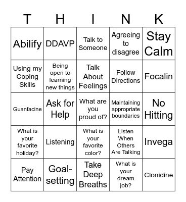 Therapy Bingo Card