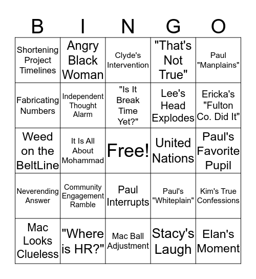 BeltLint Bingo Card