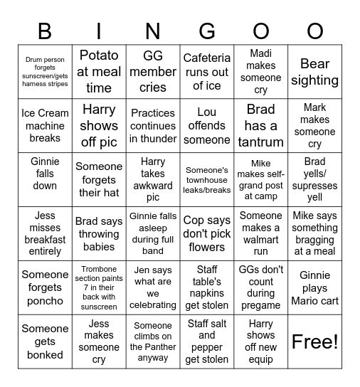 Staff Morale Bingo Card