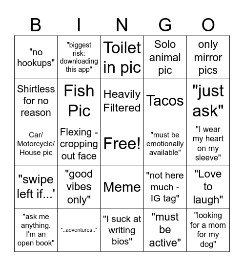 Men Are Embarrassing Bingo Card
