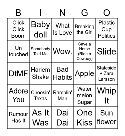 Game 1 - Pink Ponies & Brass Monkeys Bingo Card