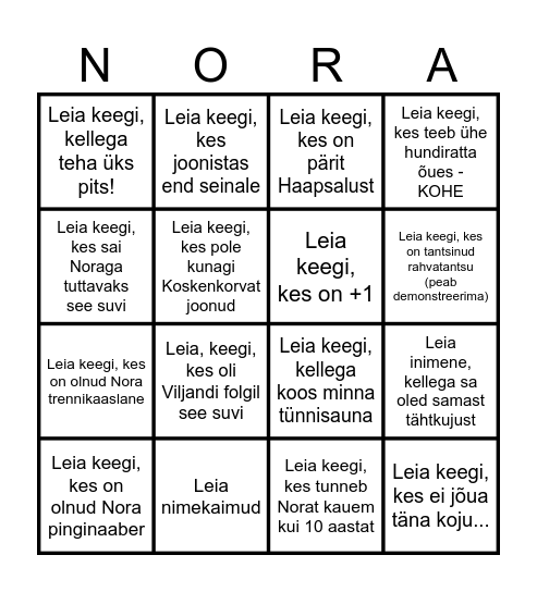 TUTVUMISBINGO Card