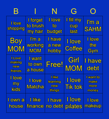 MOM EVENT BINGO Card