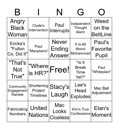 BeltLine Bingo Card