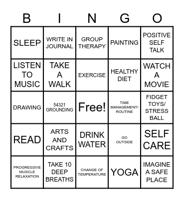 EPI CAFE BINGO (COPING STRATEGIES) Bingo Card