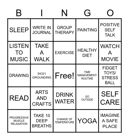 EPI CAFE BINGO (COPING STRATEGIES) Bingo Card