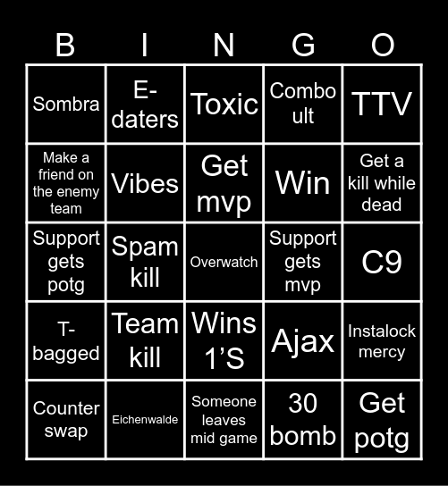 Overwatch bingo Card