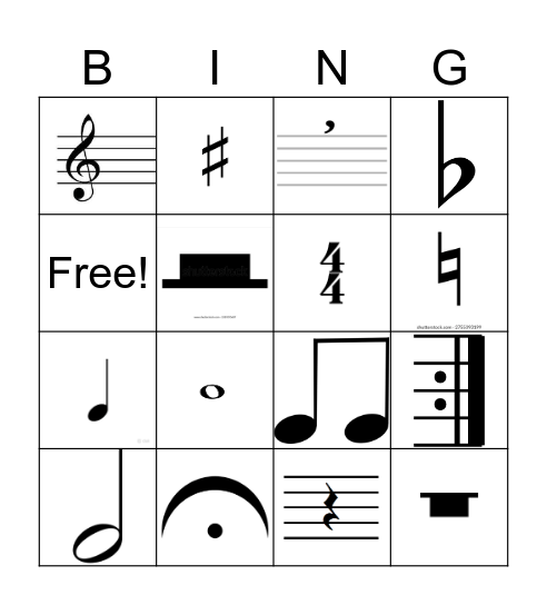 Music Symbols Bingo Card