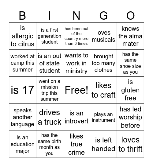 Get to know your Remy gals! Bingo Card