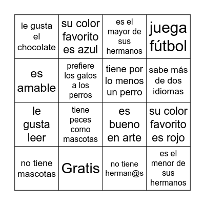 A este estudiante de mi salón... Bingo Card