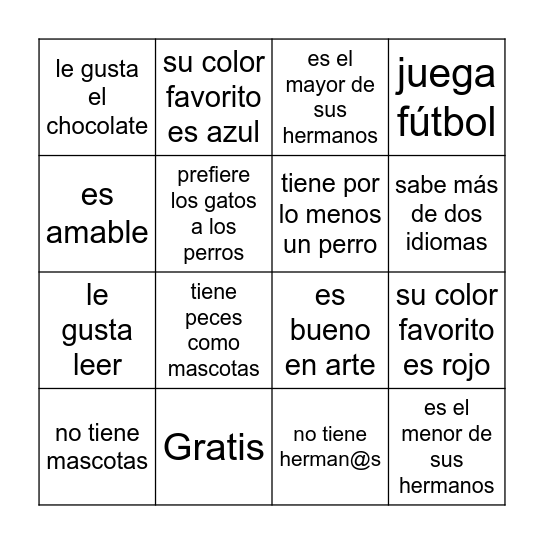 A este estudiante de mi salón... Bingo Card