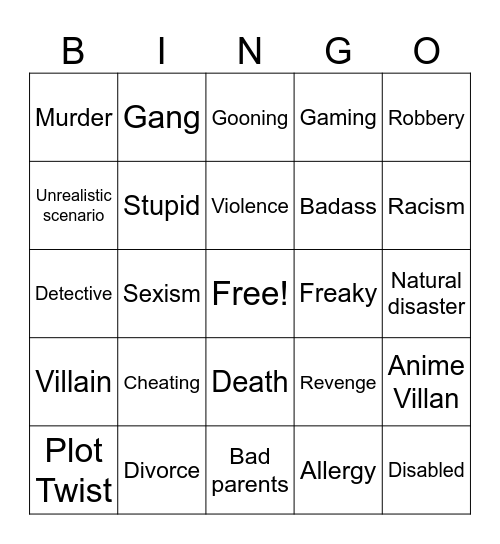 His/her story Bingo Card