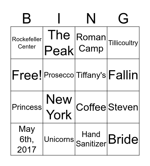 CHELSEY & Co.  Bingo Card