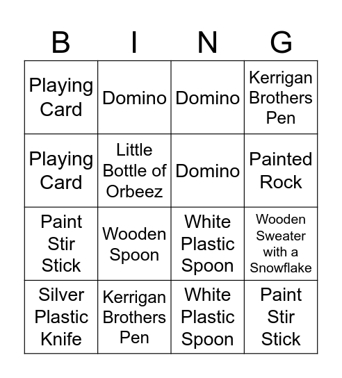 Scavenger Hunt Bingo Card