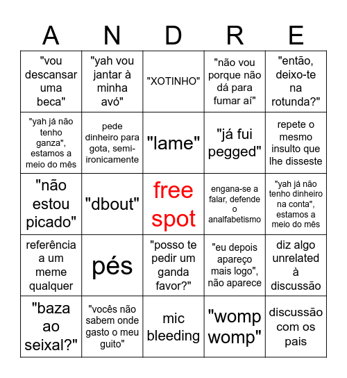 Bartices Bingo Card