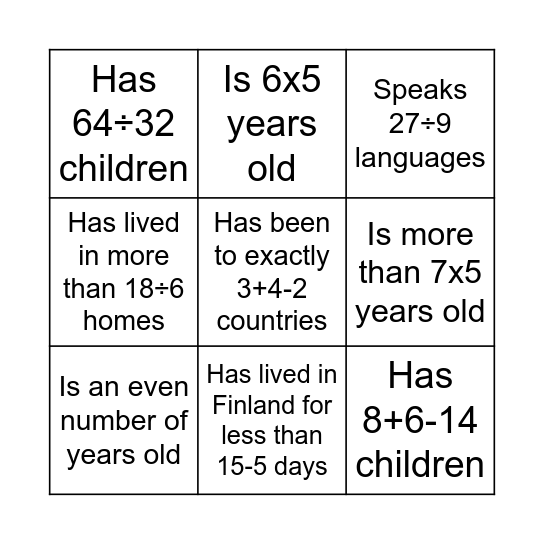 Icebreaker Bingo Card