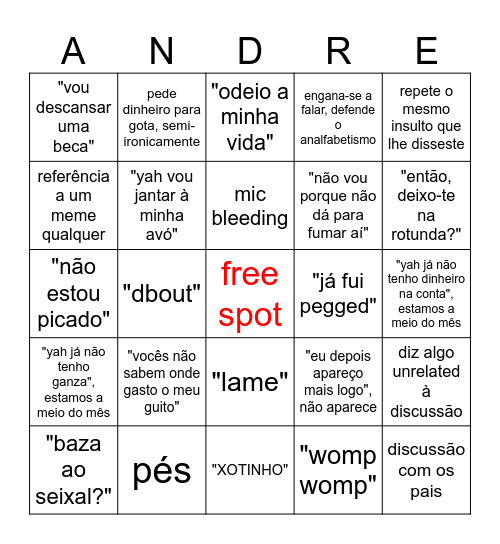 Bartices Bingo Card