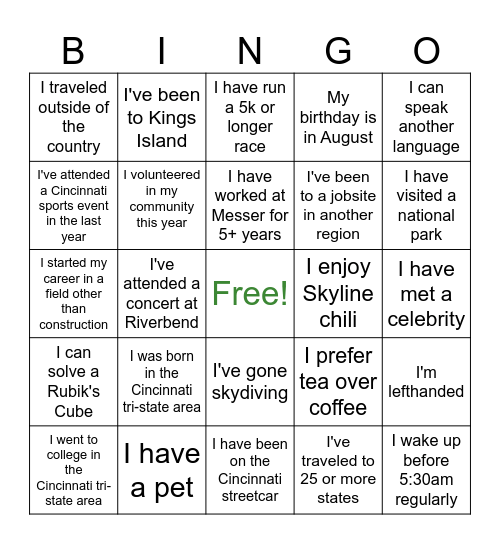 M&C + Risk Bingo Card