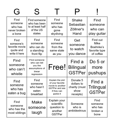 GSTP Bingo Card
