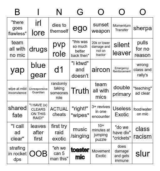 7x7 d2 bingo Card