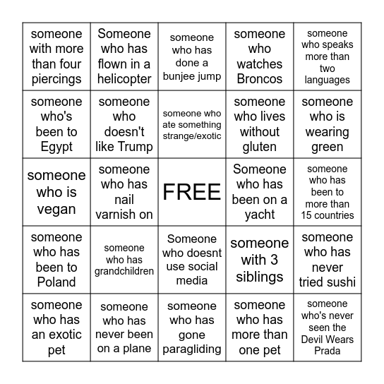 Microsoft Word  Bingo Card