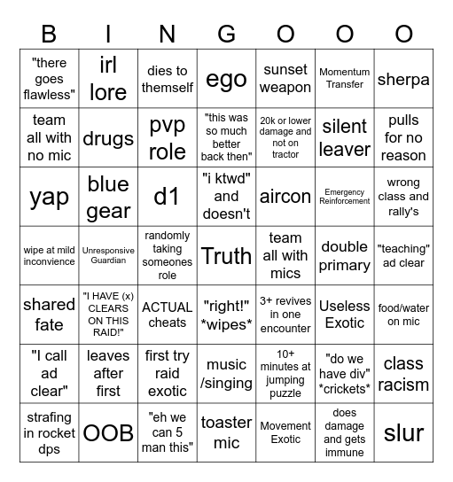 7x7 d2 bingo Card