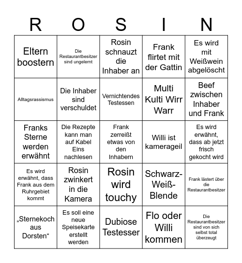 Rosin Bingo Card