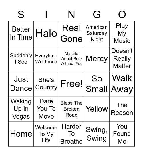 2000s Singo 3 Bingo Card
