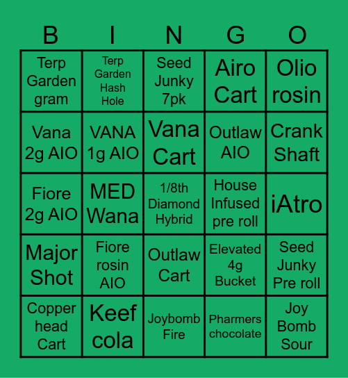 August Bingo Card
