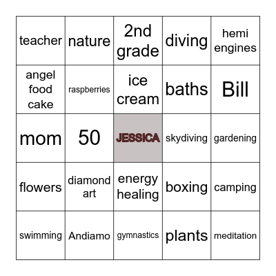 JESSICA IS 50! Bingo Card