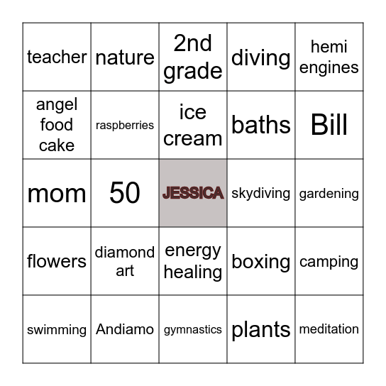 JESSICA IS 50! Bingo Card