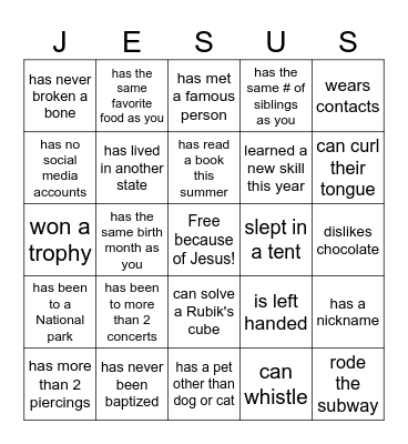 Find Someone who... Bingo Card