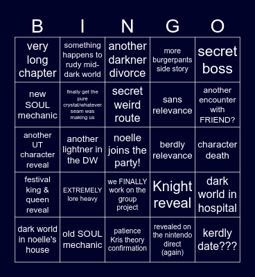 DELTARUNE CH. 6 BINGO Card