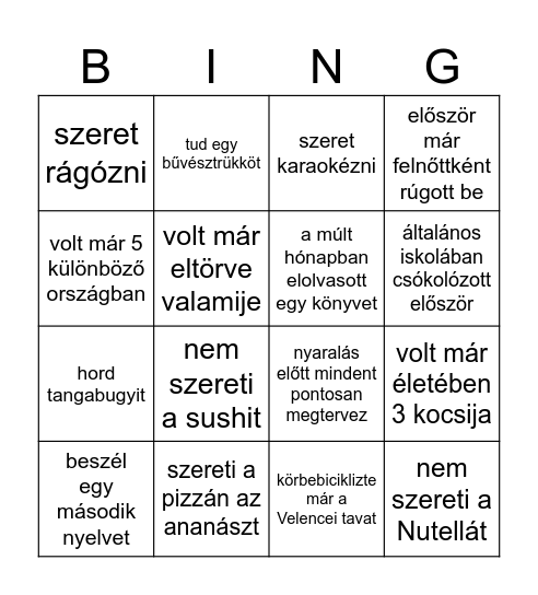 szülinapos bingo Card