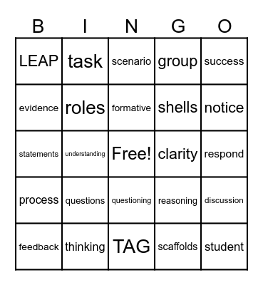 Back to School PD Bingo Card