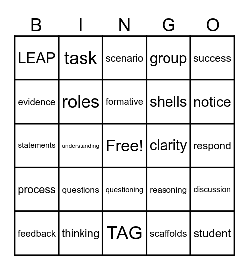 Back to School PD Bingo Card