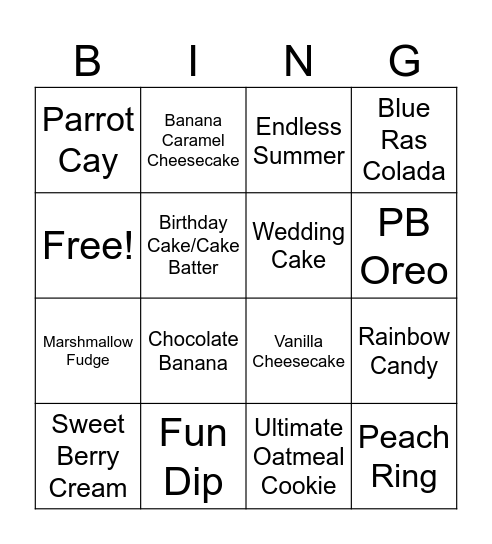 Shaw Strength Nutrition Bingo Card