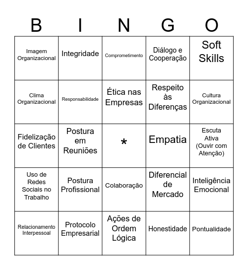 COMUNICAÇÃO EMPRESARIAL Bingo Card