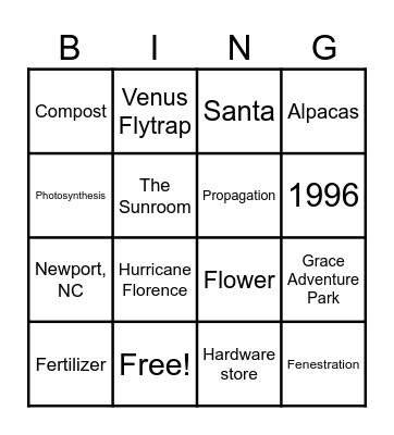 Random/CHG Bingo Card