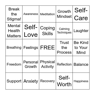 CHANGING YOUR MINDSET Bingo Card
