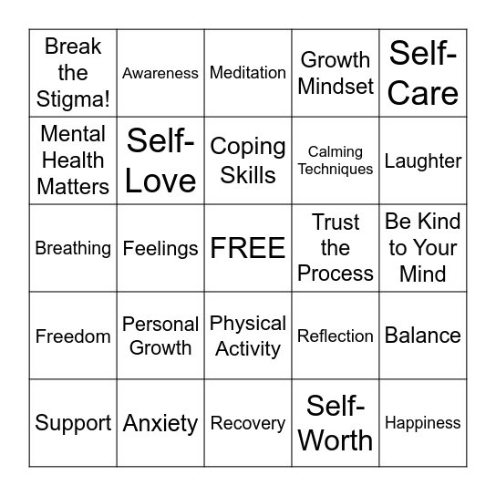 CHANGING YOUR MINDSET Bingo Card
