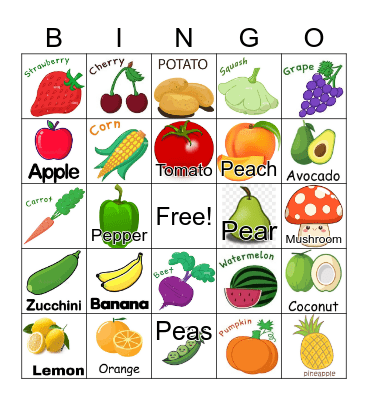 Fruits & Veggies BINGO Card