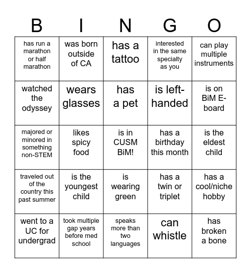 Business in Medicine Blackout Bingo Card